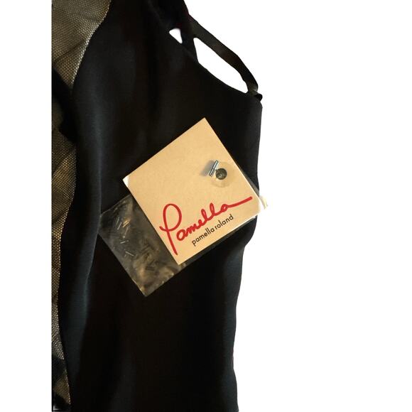 Pamella Roland Beaded Neckline Sheath Dress | Black Silver Geometric | Sz 6 NWT - Picture 8 of 8